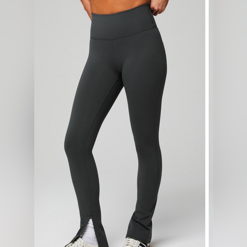 Fabletics Dark Charcoal High-Waist Split-Hem Leggings